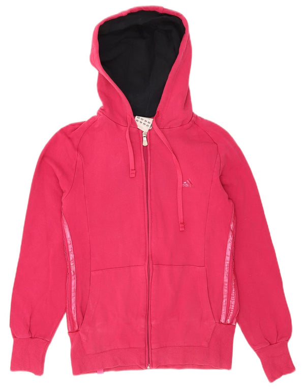 Adidas Pull à capuche zippé pour femme UK 12 Coton rose moyen