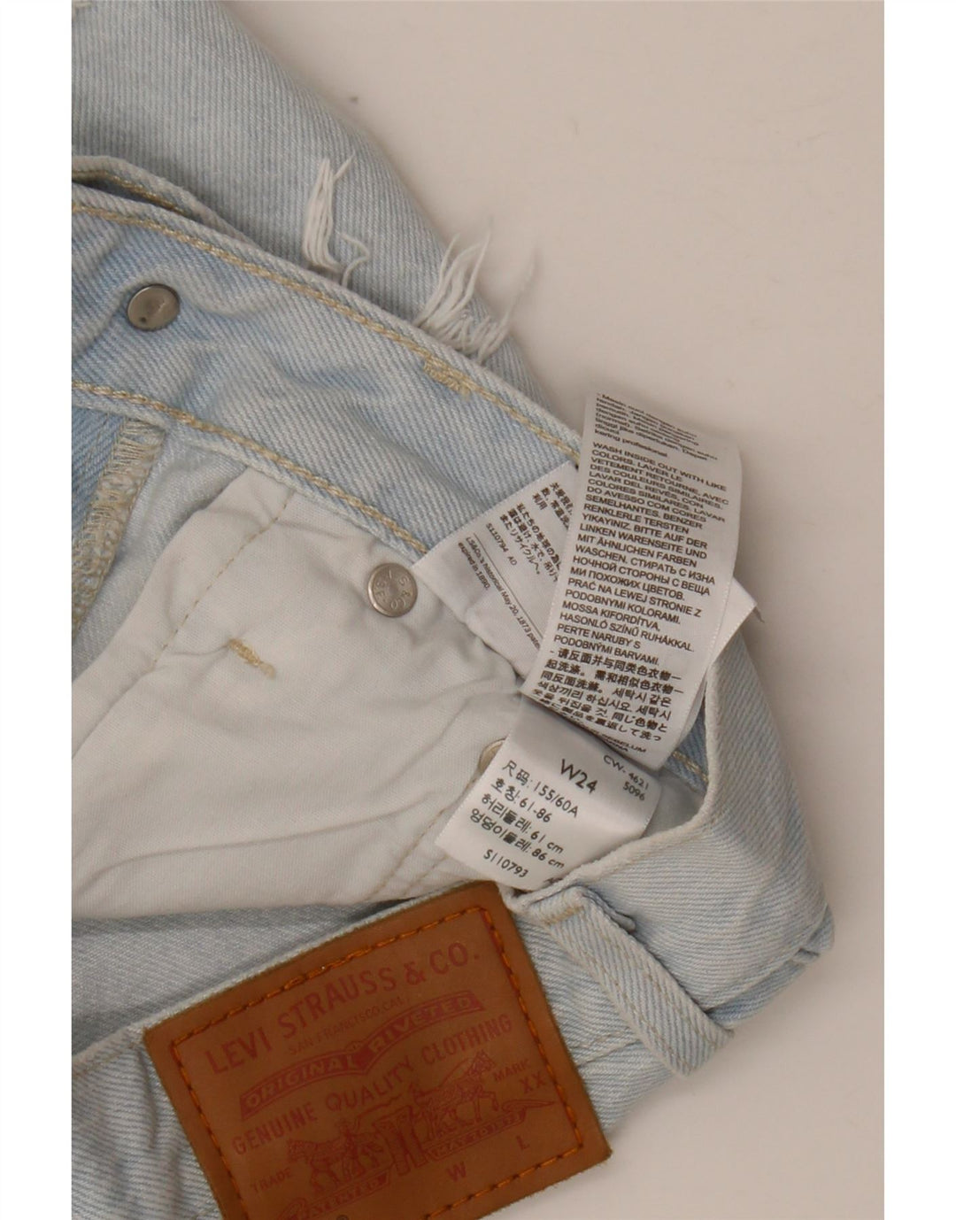 LEVI'S Short en jean vieilli 501 femme W24 XS bleu coton