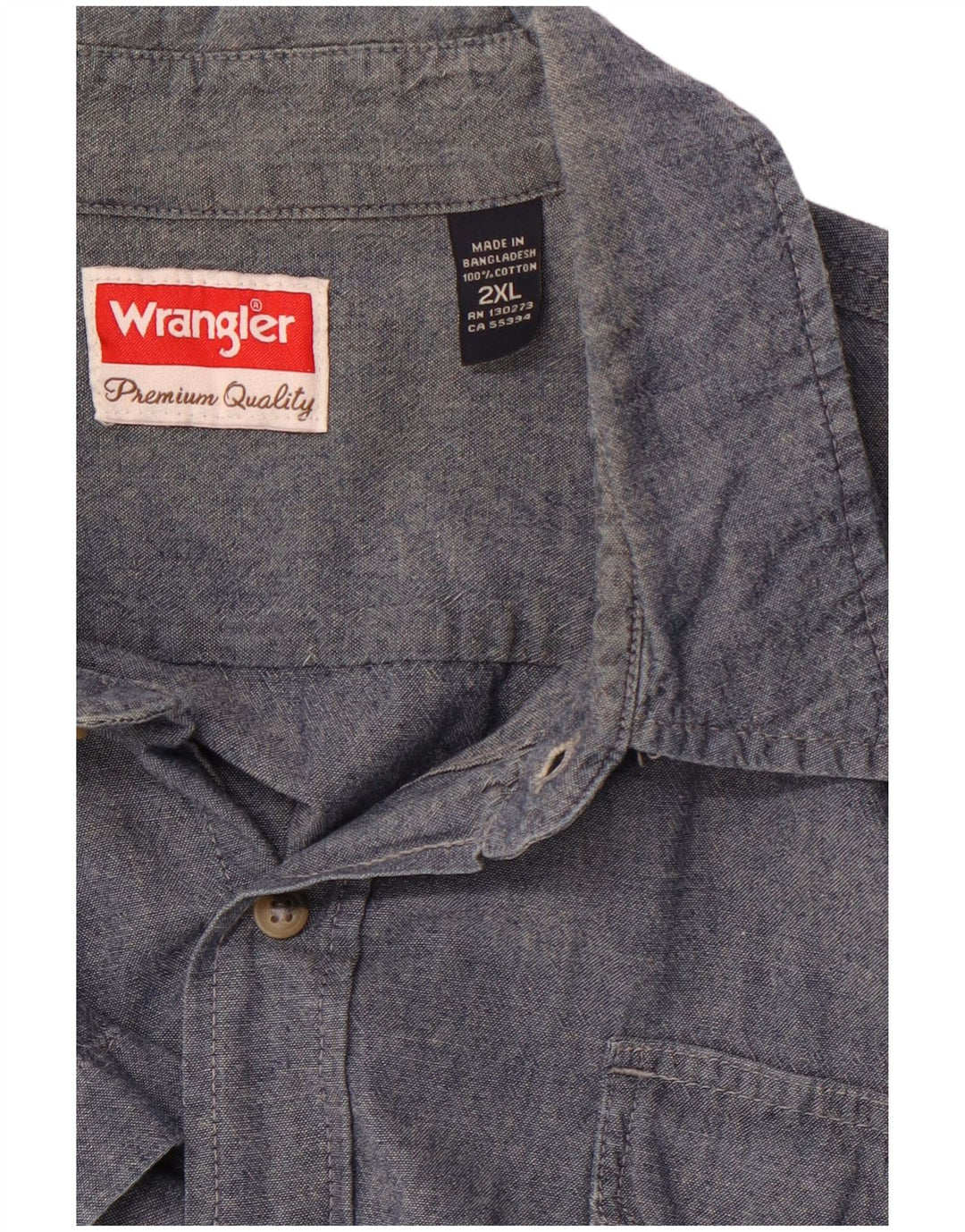 WRANGLER Chemise à Manches Courtes Homme 2XL Bleu Coton