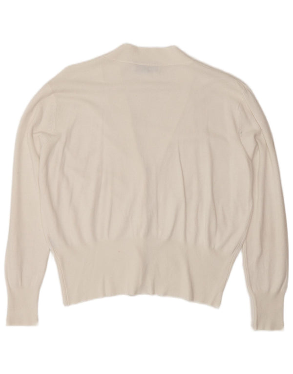 Zara Womens Cardigan Pull UK 14 Moyen Blanc