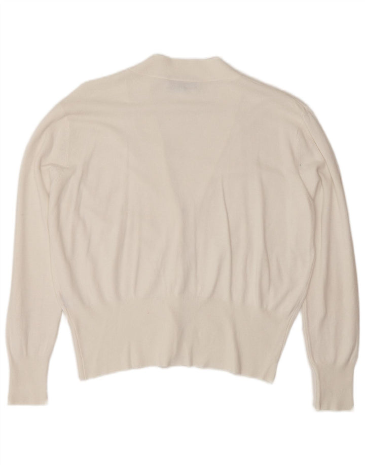 Zara Womens Cardigan Pull UK 14 Moyen Blanc