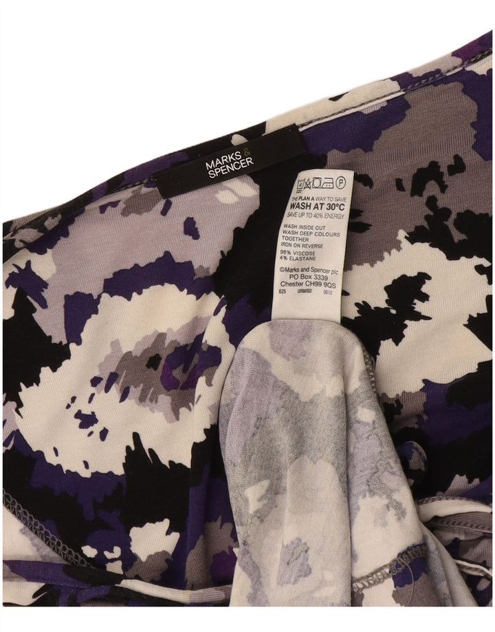 Marks & Spencer Robe basique à manches 3/4 pour femme UK 16 Large Violet Camouflage