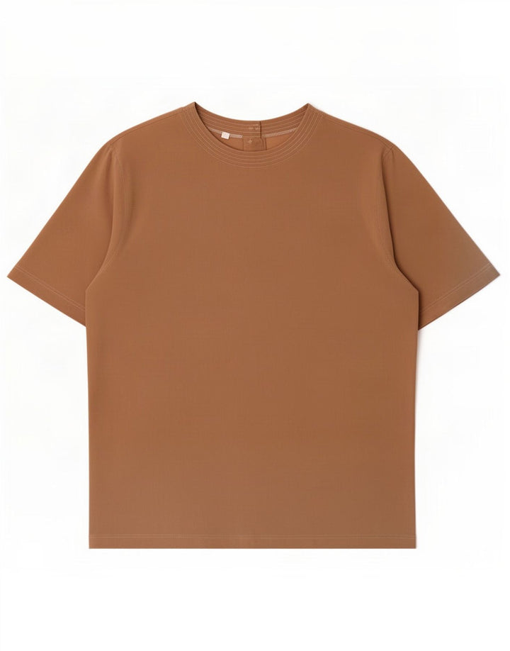 Blouse Femme Vintage Top IT 44 Soie Brun Moyen