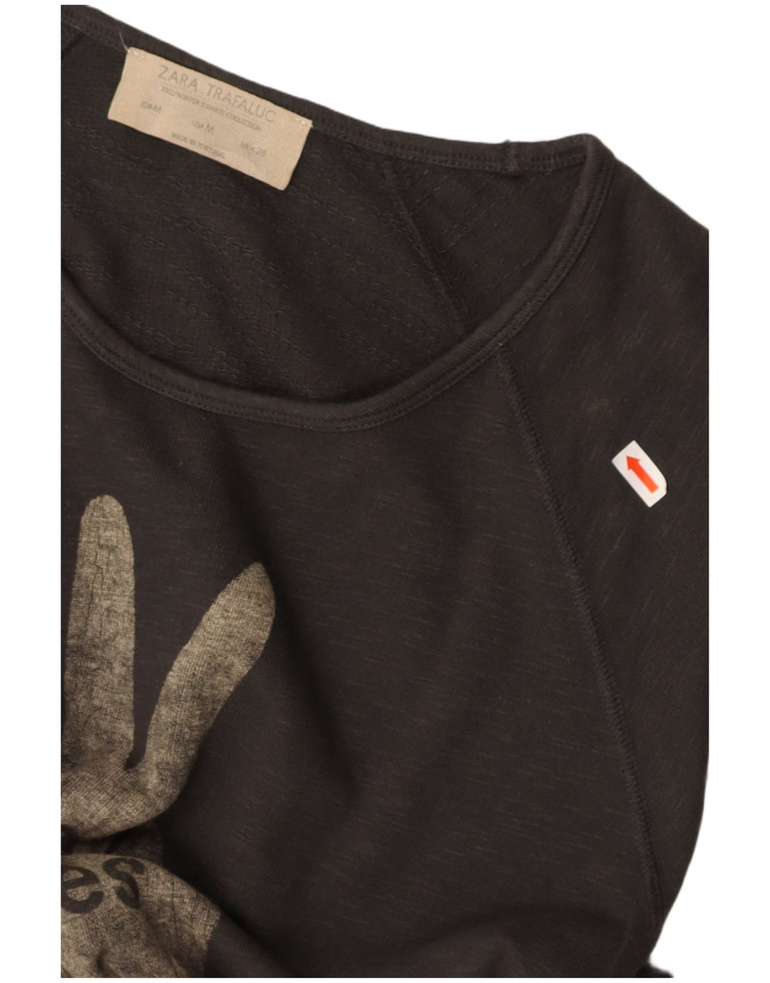 ZARA Womens Graphic Sweatshirt Jumper UK 14 Medium Grey Cotton