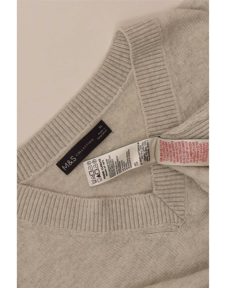 Marks & Spencer Pull col V pour homme XL Gris Polyester