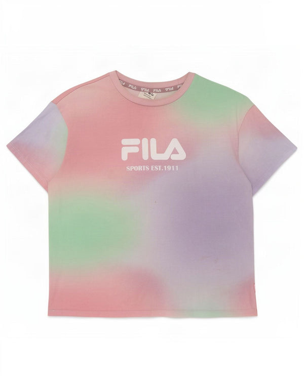 Fila Womens Graphic T-Shirt Top UK 6 XS Multicoloured Tie Dye Cotton