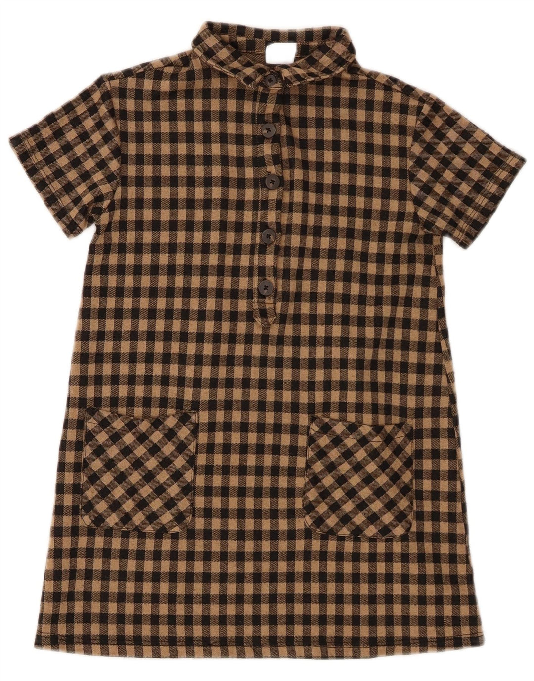 Zara Robe chemise pull à manches courtes pour fille 7-8 ans Vichy marron