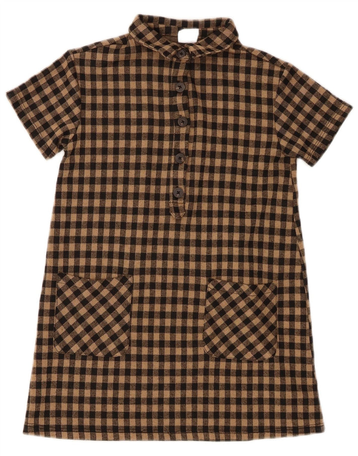 Zara Robe chemise pull à manches courtes pour fille 7-8 ans Vichy marron