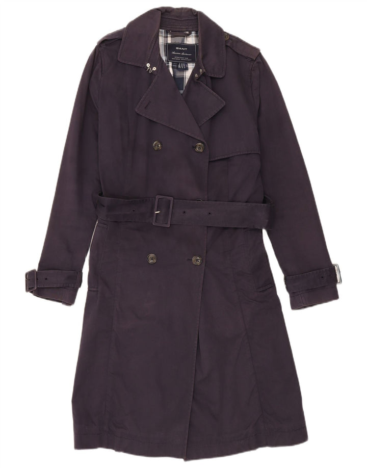 Gant Trench Coat Femme UK 14 Medium Bleu Marine Coton