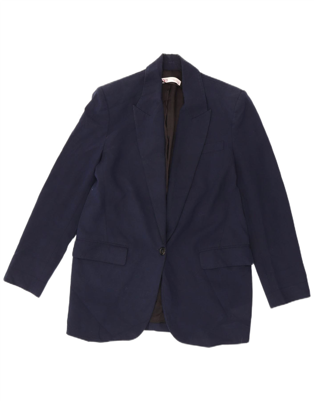 Zara Veste Blazer 1 Bouton Femme UK 6 XS Bleu Marine Polyester