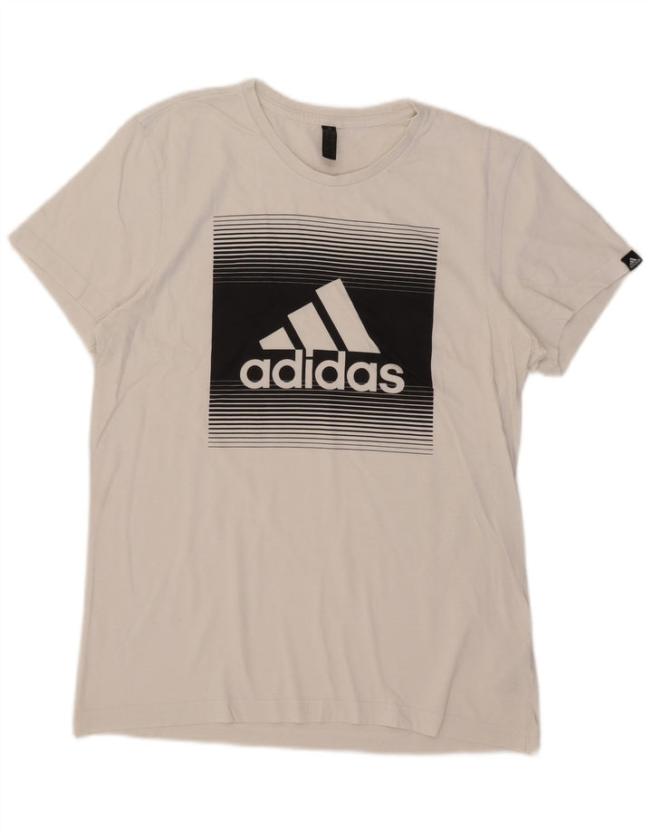 Adidas T-shirt graphique pour homme en coton blanc moyen