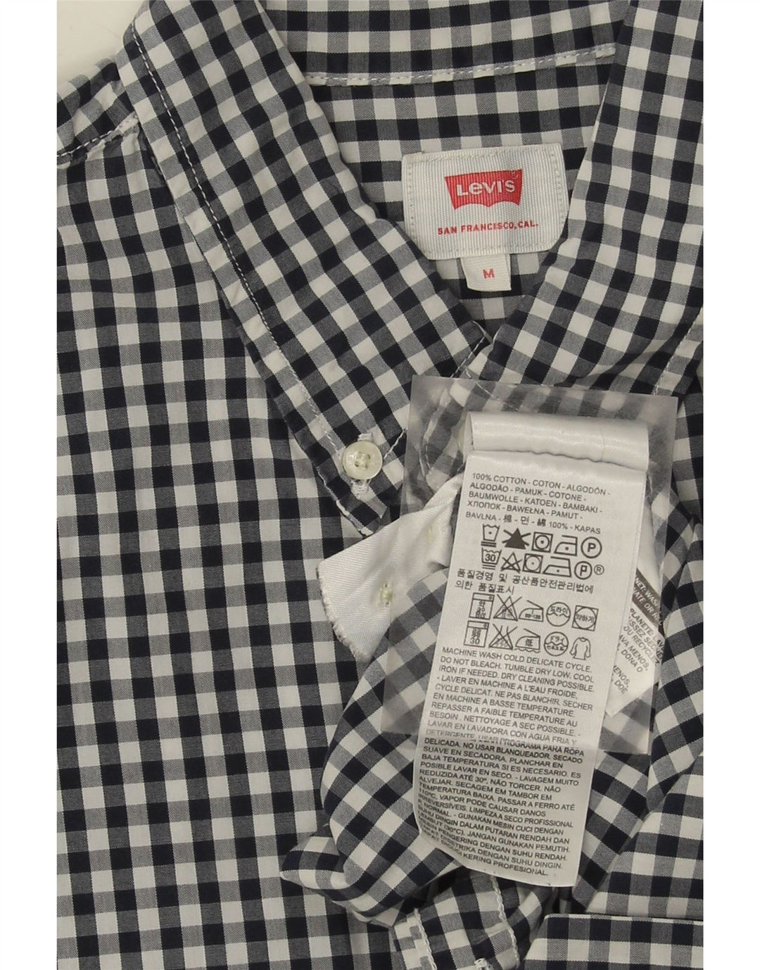 LEVI'S Mens Shirt Medium Black Gingham Cotton Vintage Levi's and Second-Hand Levi's from Messina Hembry 