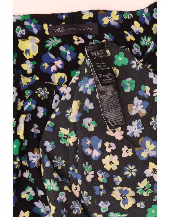 Marks & Spencer Chemisier pour femme UK 12 Medium Noir Floral Polyester