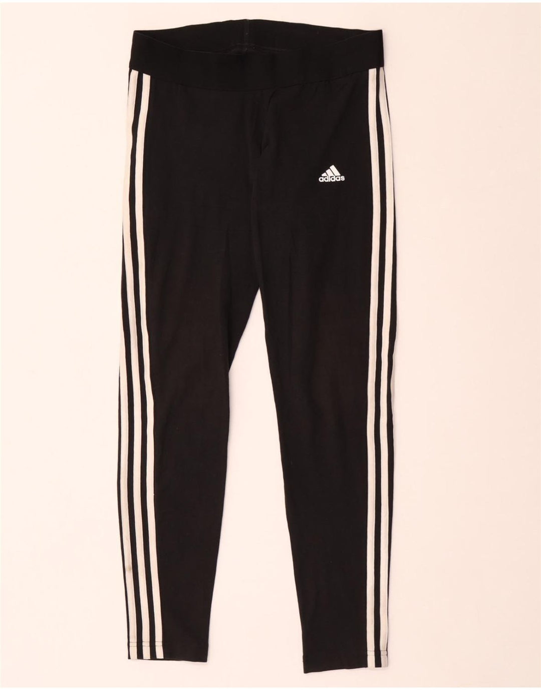 ADIDAS Leggings Femme UK 12/14 Coton Noir Moyen