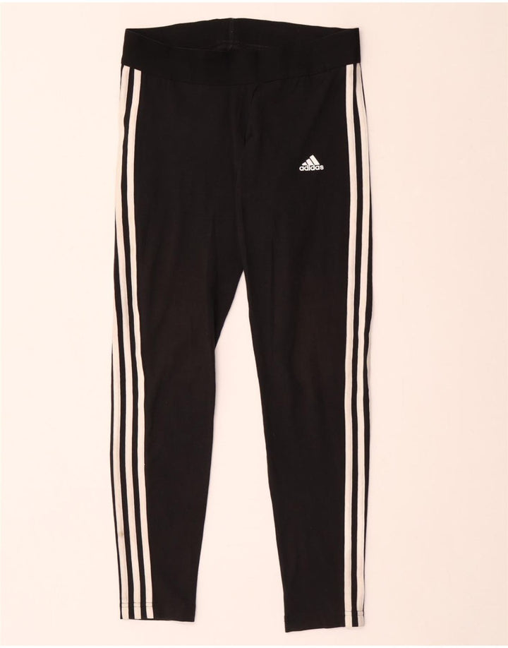 ADIDAS Leggings Femme UK 12/14 Coton Noir Moyen
