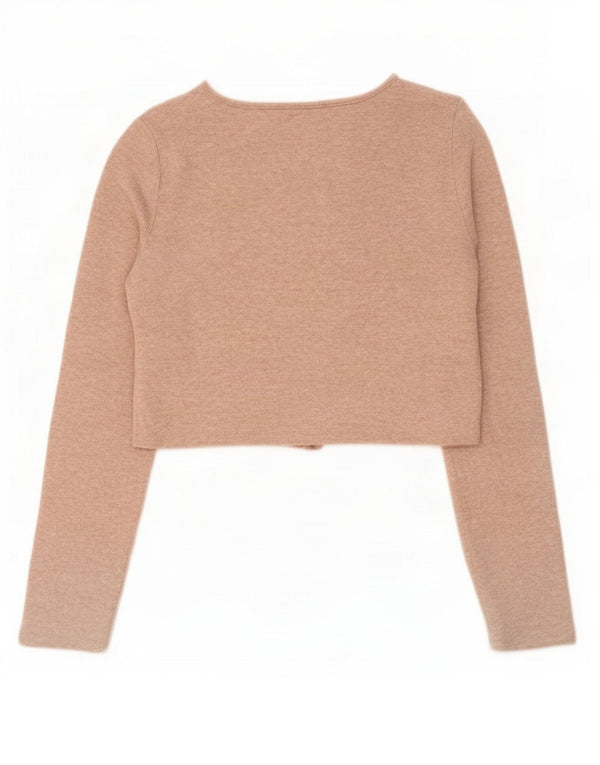 Zara Womens Crop Cardigan Top UK 12 Viscose Mouchetée Rose Moyen