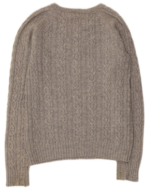 Jack Wills Pull col bateau pour femme en laine d'agneau gris moyen UK 12