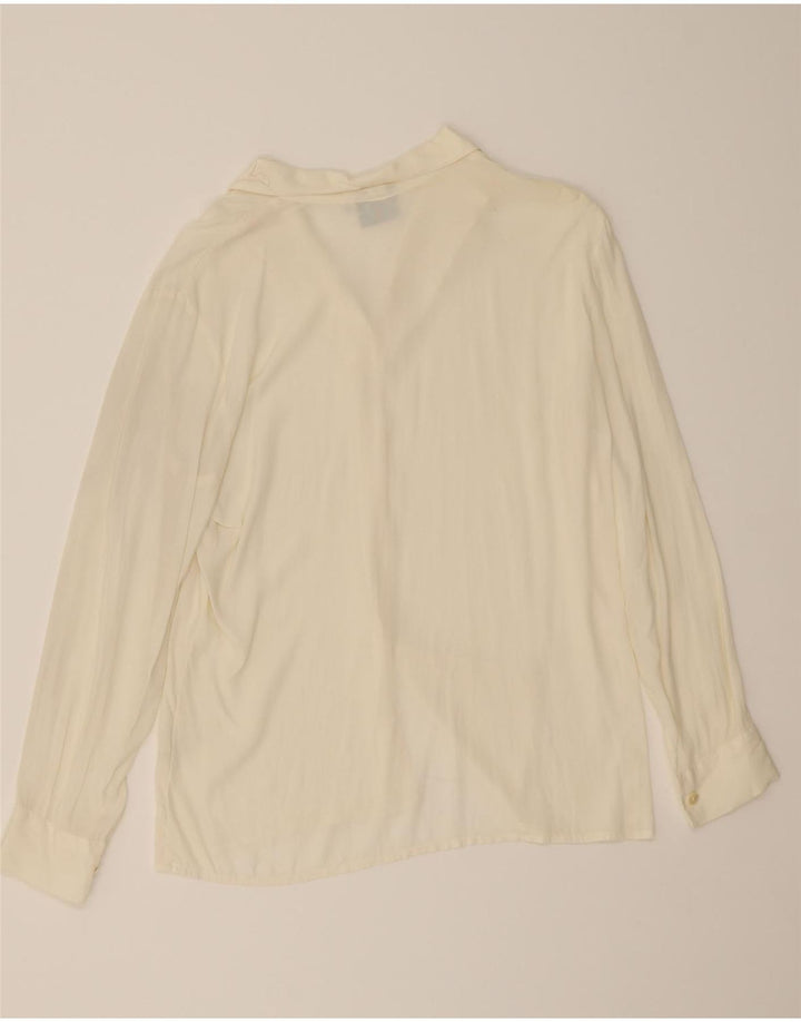 VINTAGE Womens Shirt Blouse IT 46 Large Off White Acetate Vintage Vintage and Second-Hand Vintage from Messina Hembry 