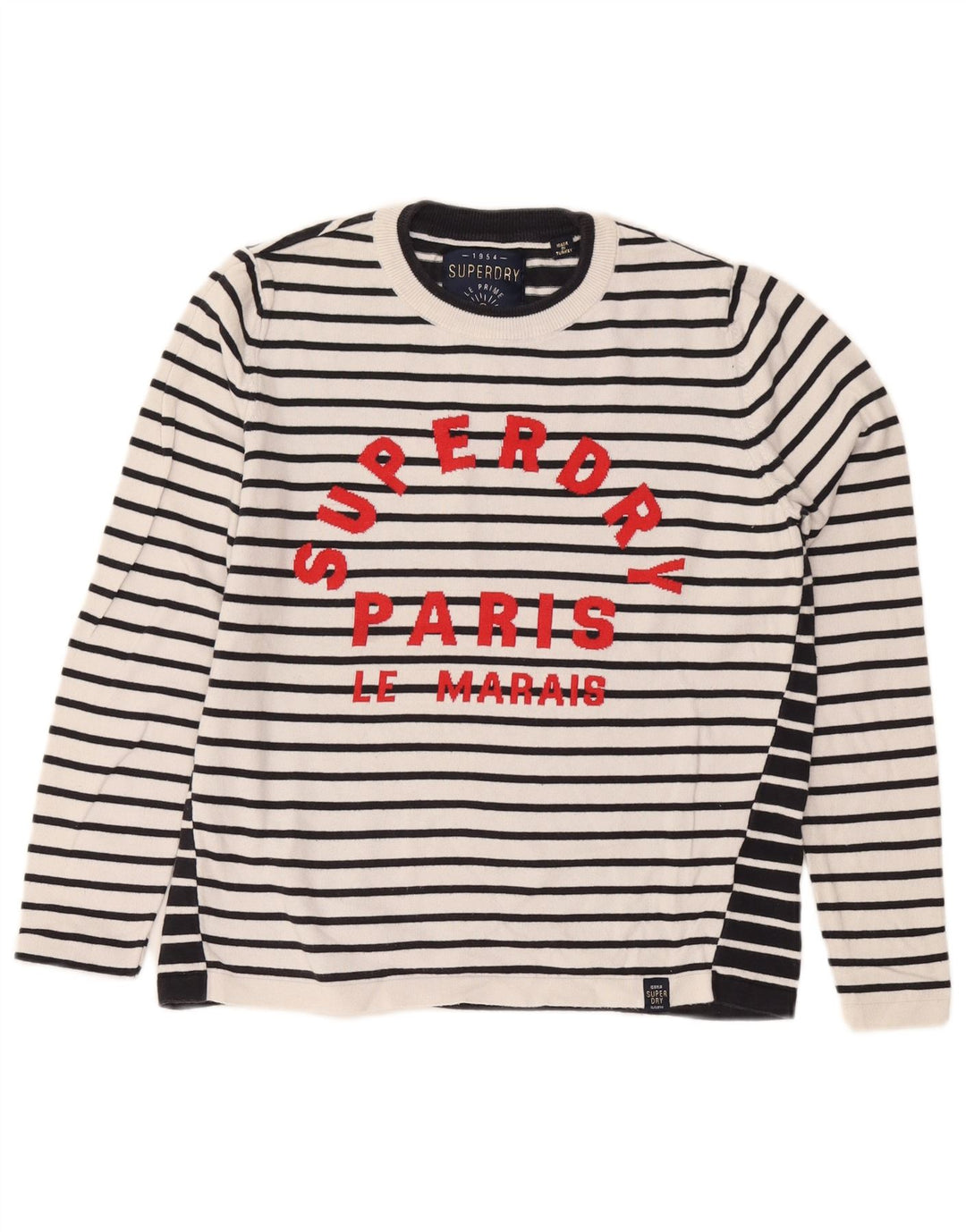 Superdry Pull surdimensionné à col rond pour femme UK 10 Petit Blanc