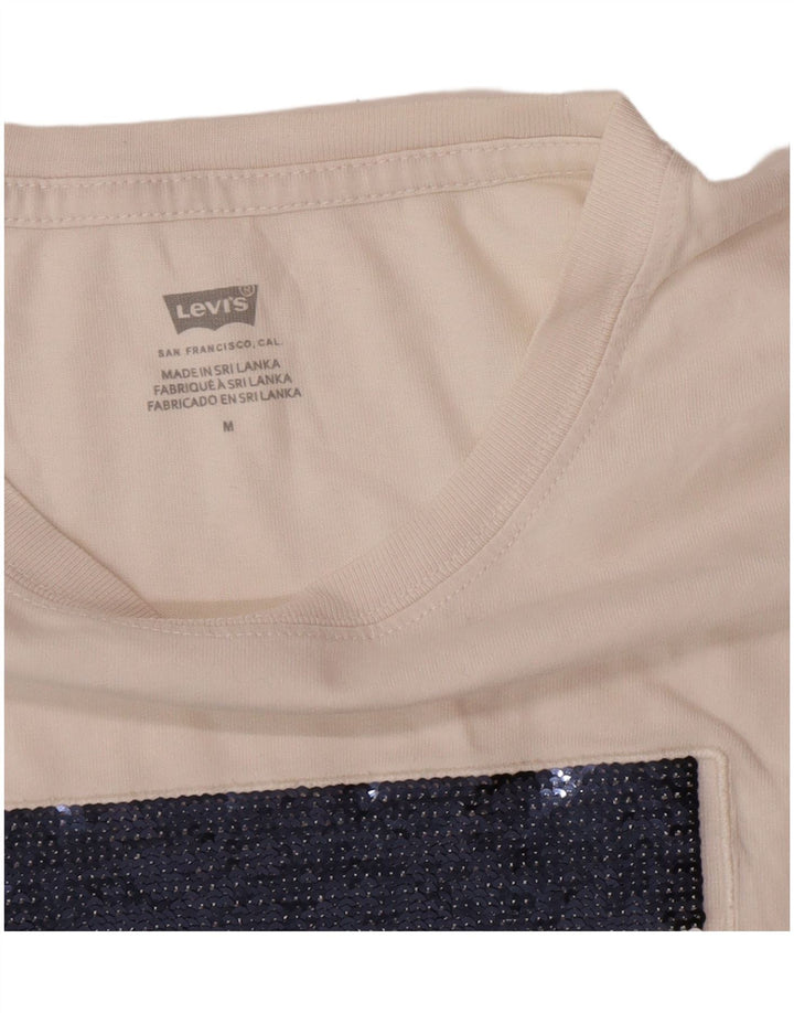 Levi's T-Shirt Graphique Femme UK 14 Blanc Moyen