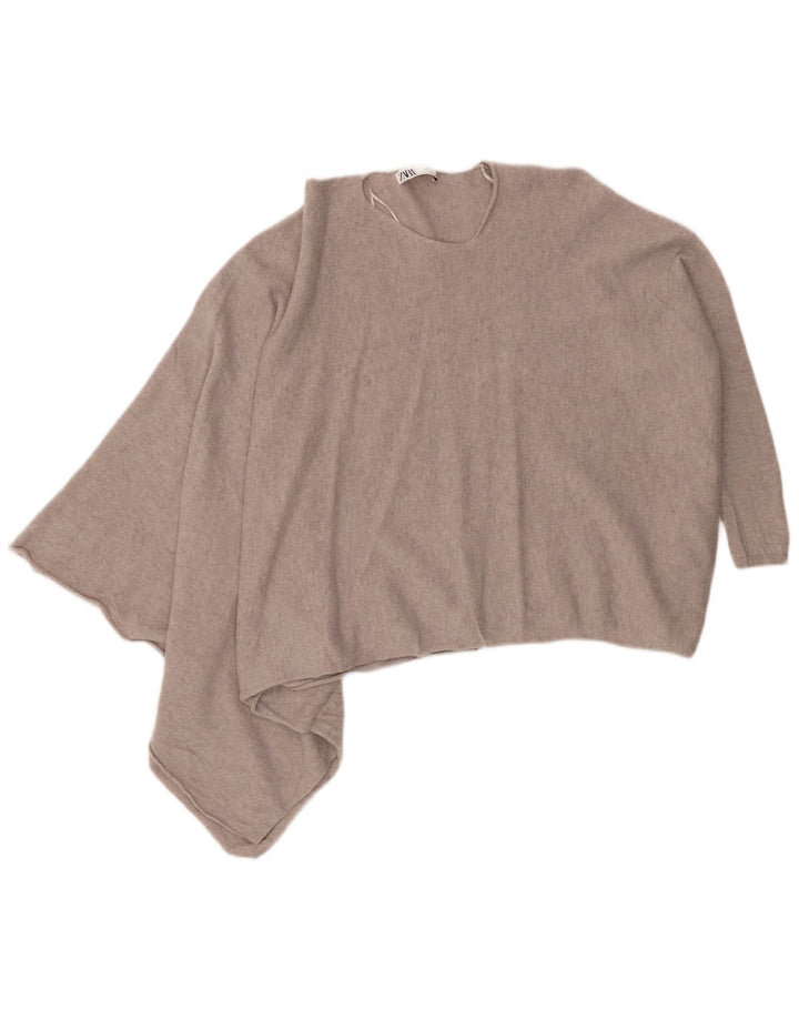 Zara Pull asymétrique à col rond pour femme UK 14 Gris moyen