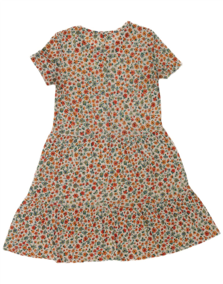 Zara Robe trapèze à volants pour femme UK 8 Petit motif floral multicolore