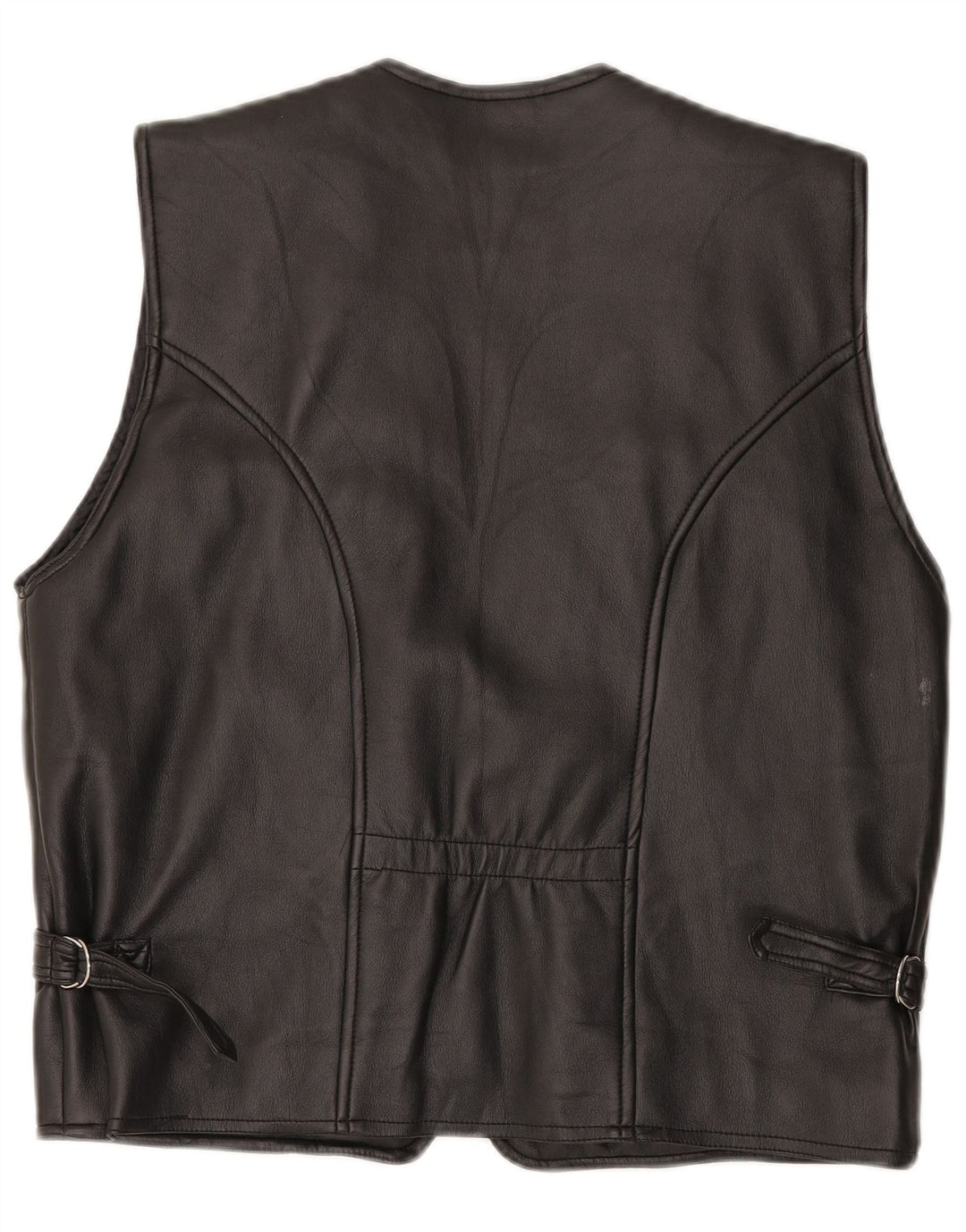 gilet en cuir femme vintage UK 16 Grand Noir