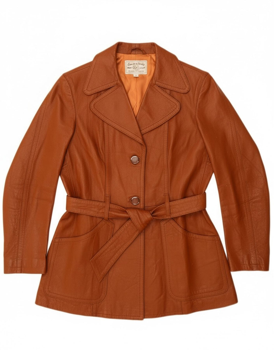 Veste en cuir femme vintage UK 14 Cuir brun moyen
