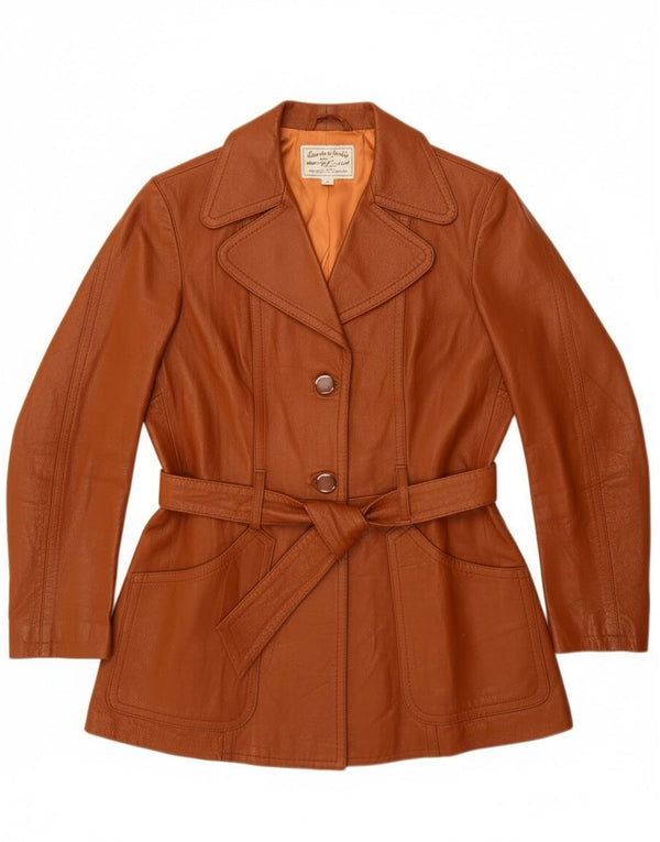Veste en cuir femme vintage UK 14 Cuir brun moyen