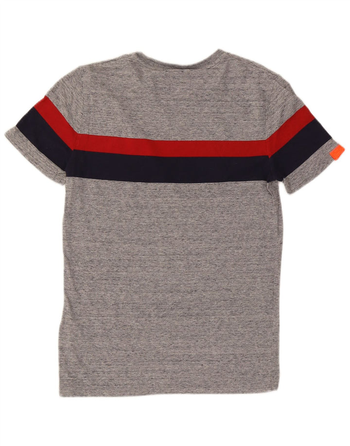 Superdry Homme T-Shirt Top Petit Gris Colorblock Cotton