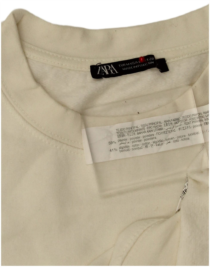 Zara Sweat-shirt pour femme UK 14 Medium Blanc Polyester