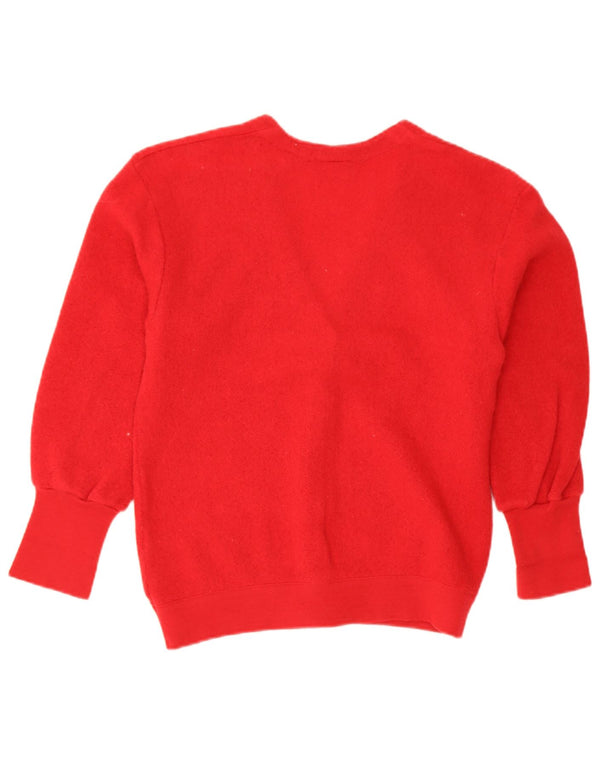 Lacoste Femme Cardigan Pull Taille 46 XL Laine Rouge