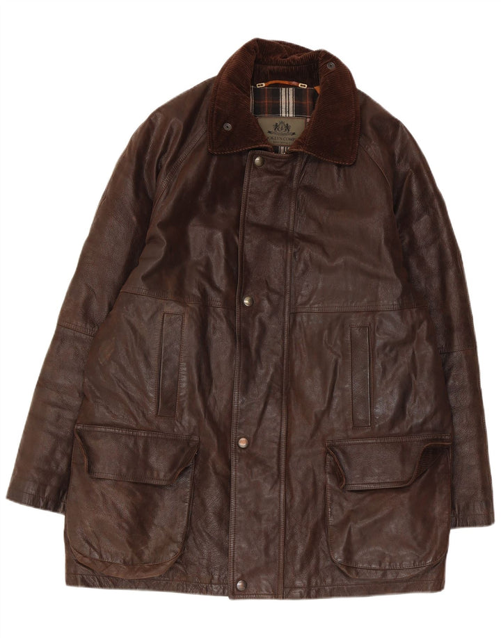 veste en cuir homme vintage IT 50 Grand cuir marron