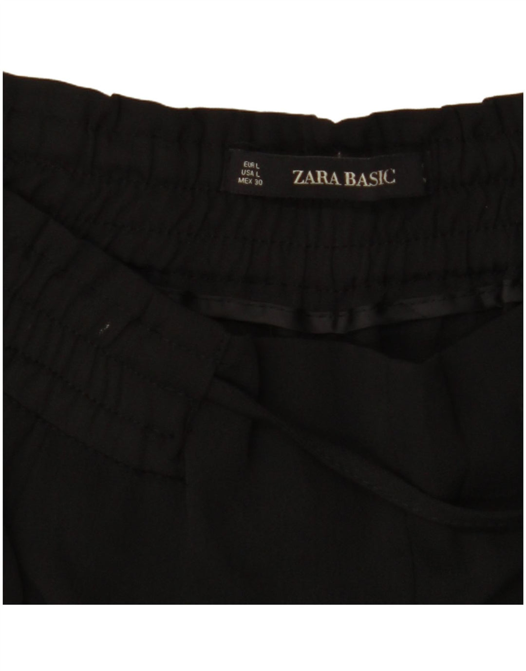 ZARA Pantalon court fuselé taille haute pour femme UK 16 Large W34 L27 Noir