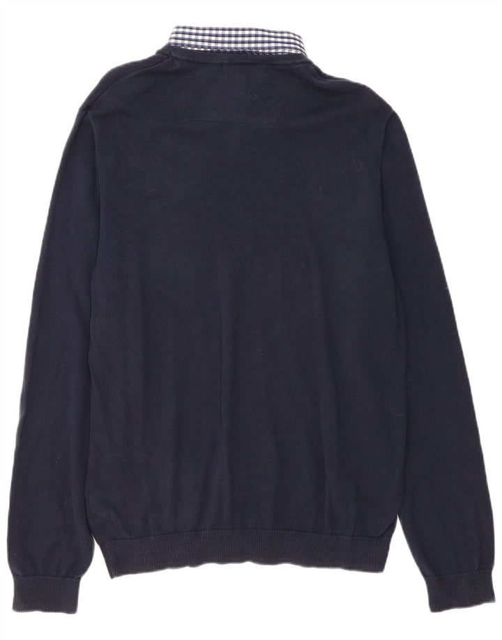 Marks & Spencer Pull à col polo pour homme Grand vichy bleu marine