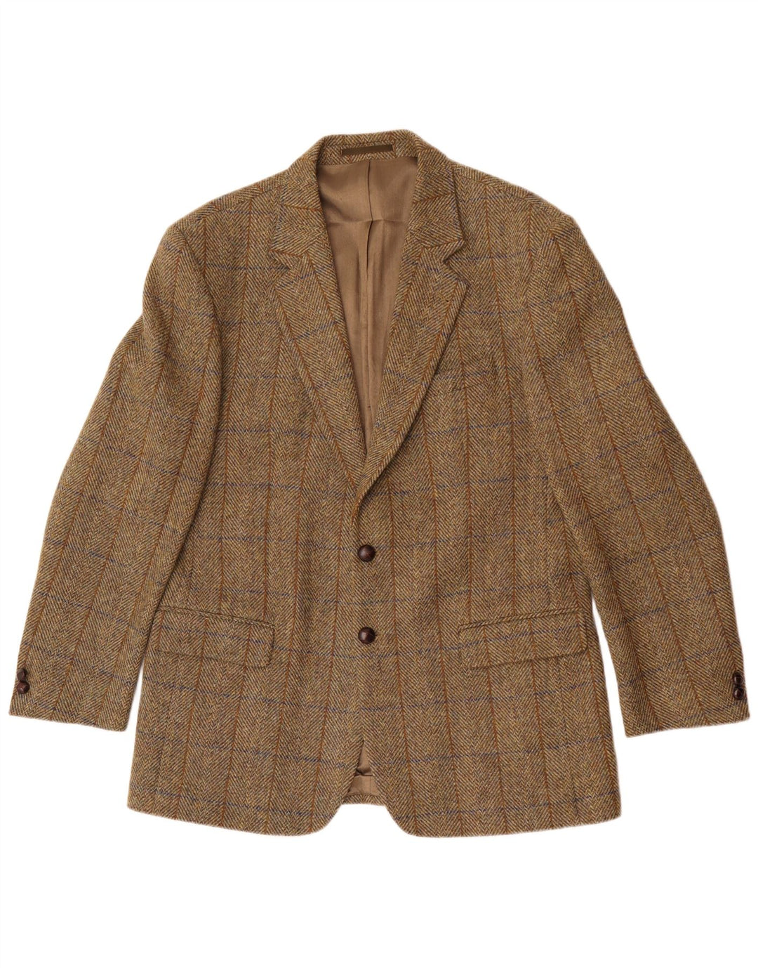 Harris Tweed Veste blazer longue pour homme UK 42 XL Kaki à chevrons