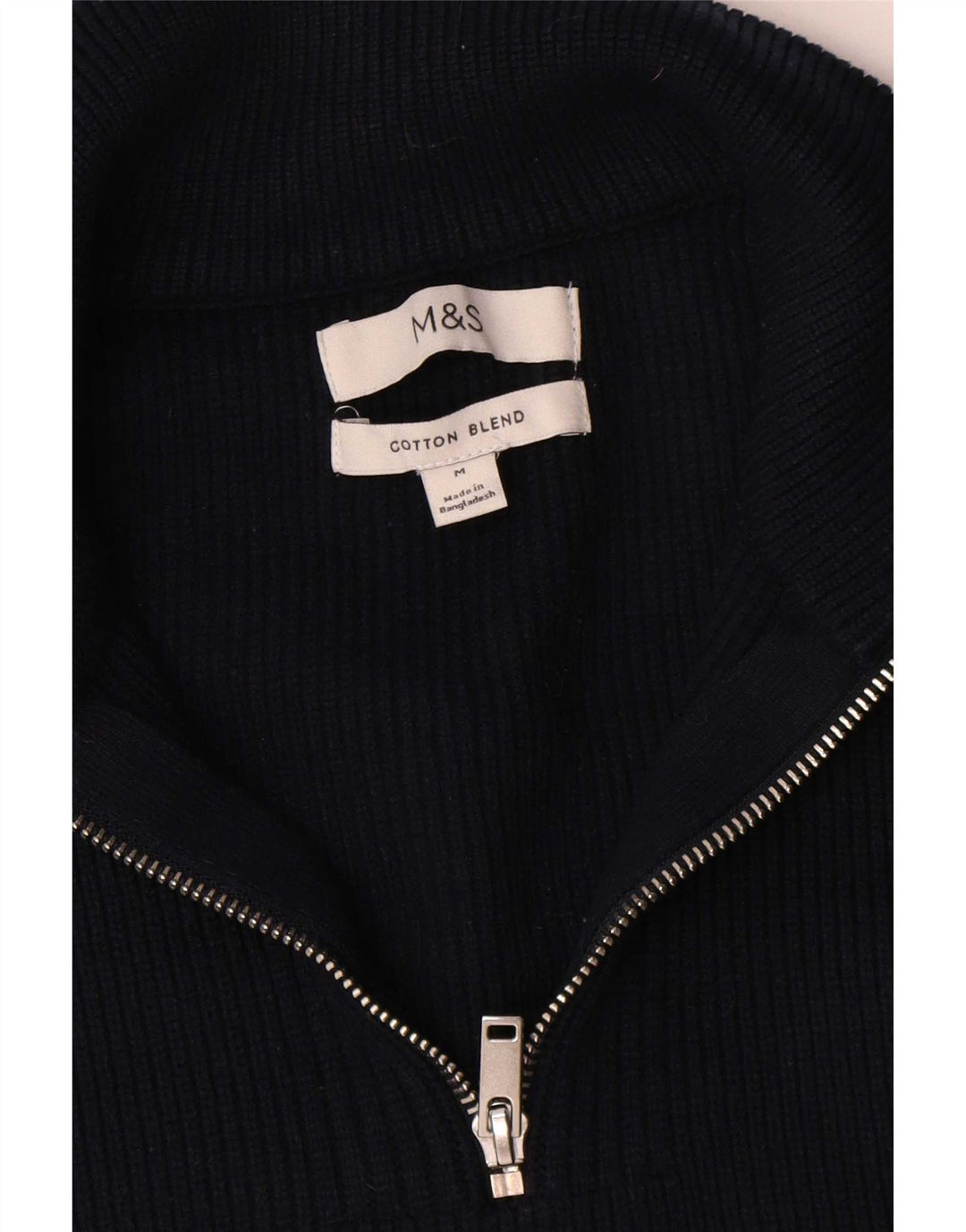 Marks & Spencer Pull col zippé homme bleu marine moyen coton