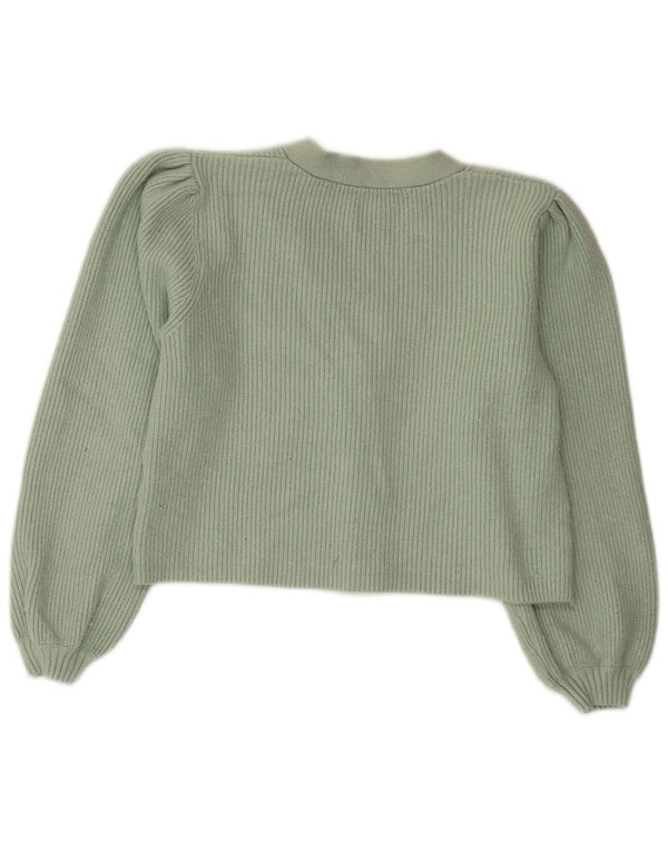 Zara Womens Crop Cardigan Sweater UK 10 Petite Viscose Verte