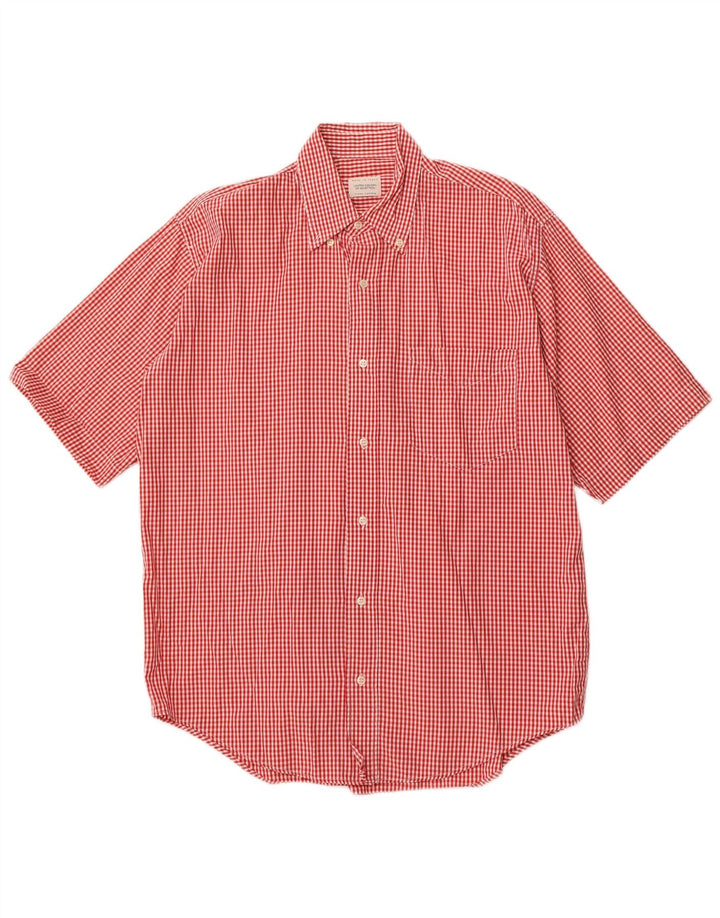 BENETTON Chemise à manches courtes homme en coton vichy rouge moyen