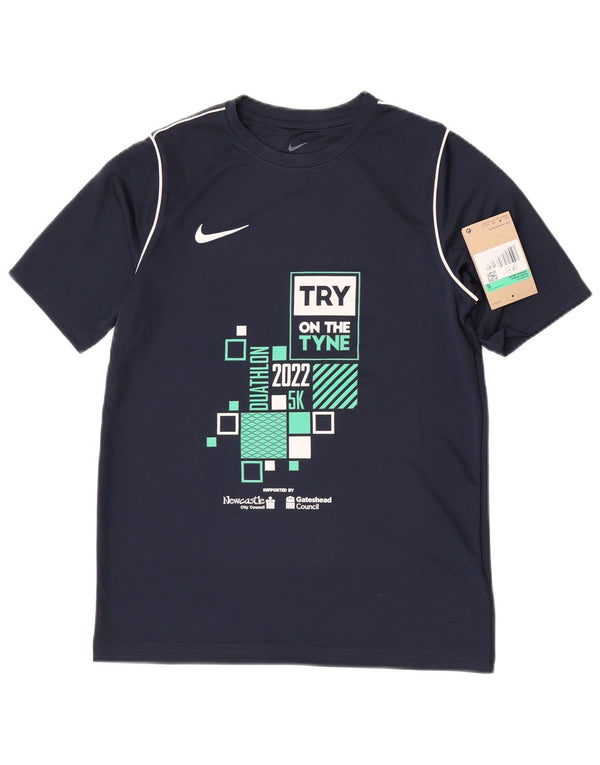 Nike Garçons Dri Fit Graphic T-Shirt Top 13-14 ans XL Bleu Marine Polyester