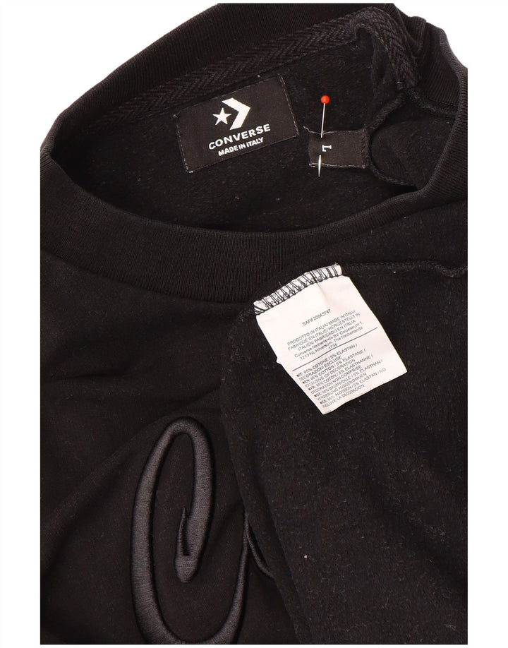 Converse Sweat-shirt graphique pour femme UK 16 Grand coton noir