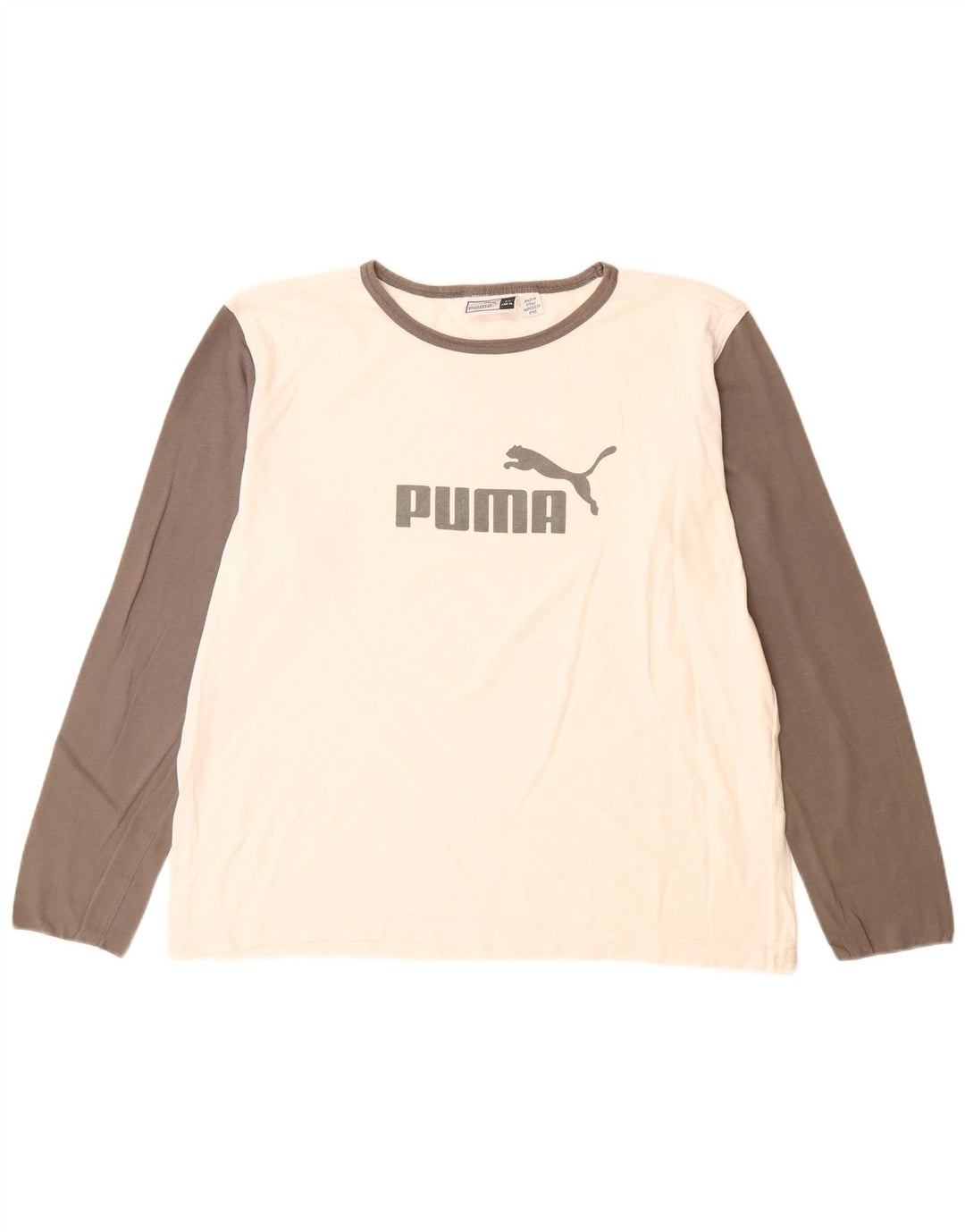 Puma Haut graphique à manches longues pour homme XL en coton color block blanc