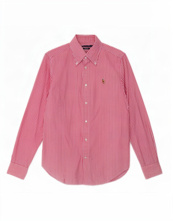 Ralph Lauren Chemise super slim fit pour femme US 6 en coton à fines rayures rose moyen