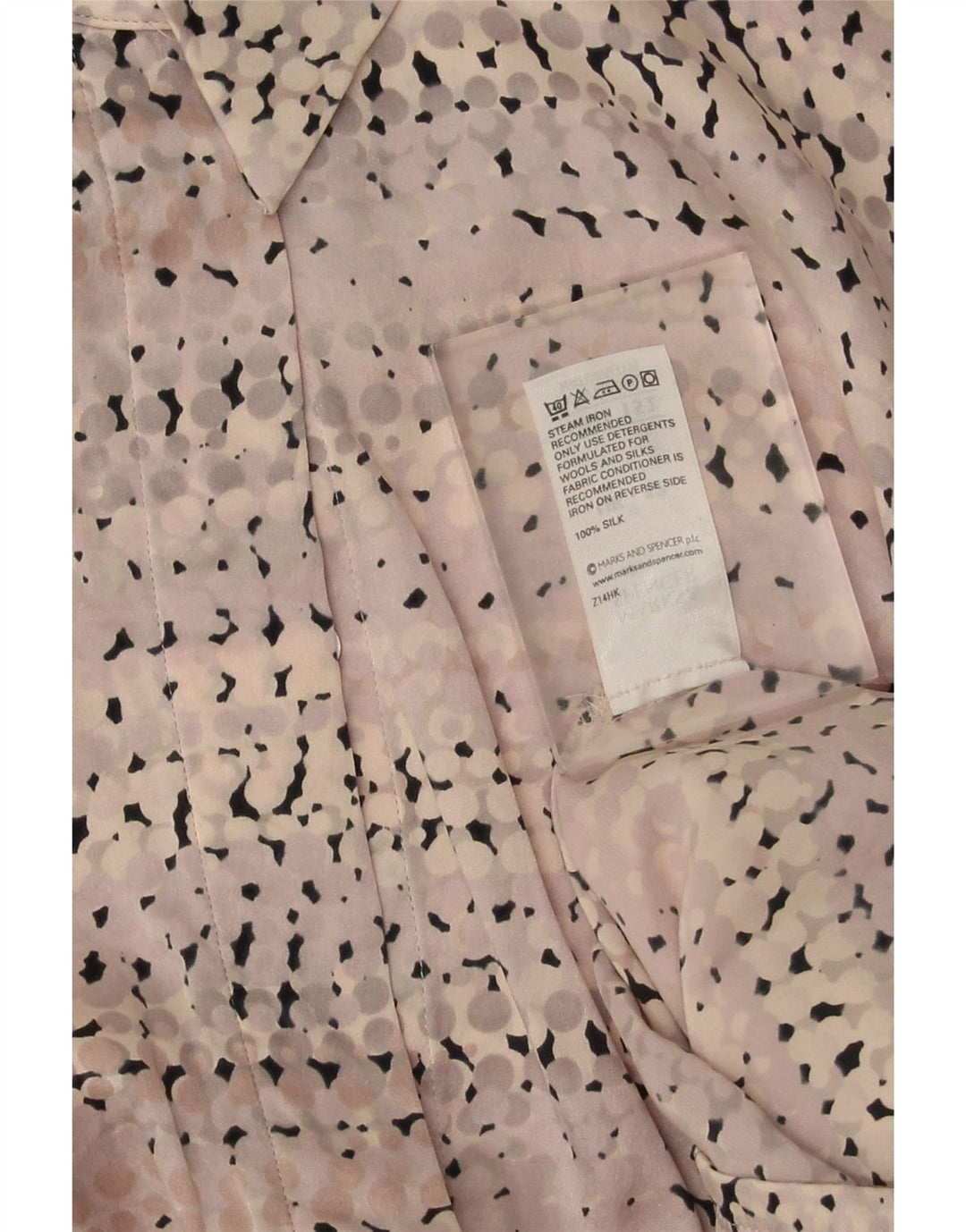 Marks & Spencer Chemisier pour femme UK 12 en soie à pois rose moyen