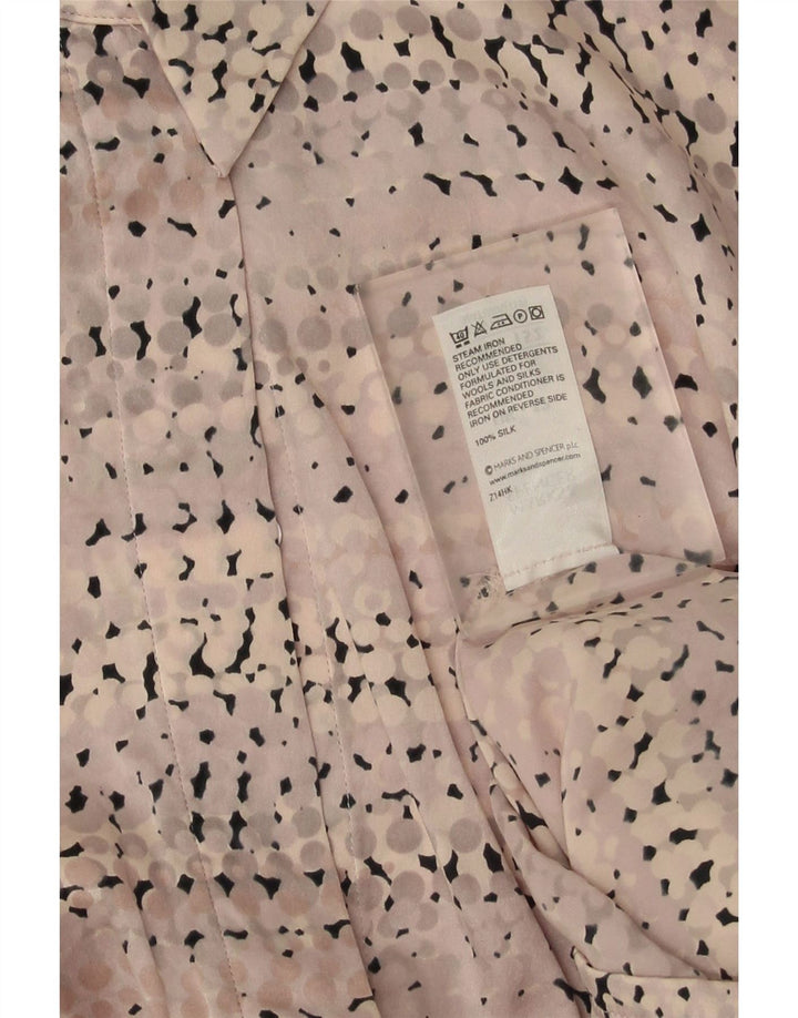 Marks & Spencer Chemisier pour femme UK 12 en soie à pois rose moyen