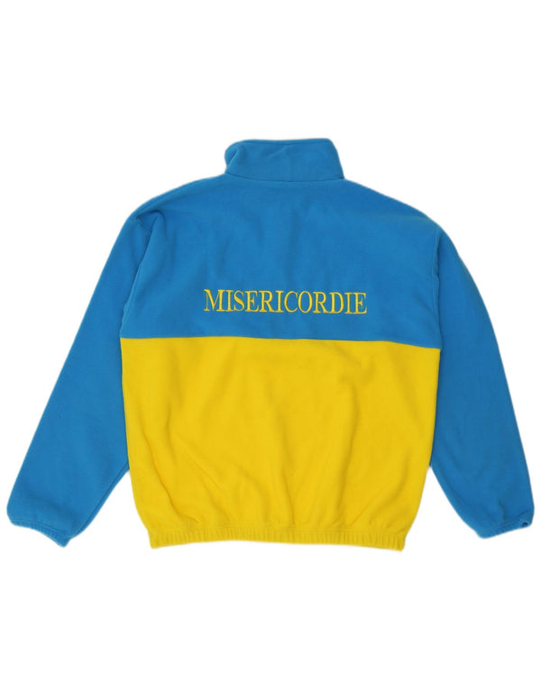 Vintage Mens Graphic Zip Neck Fleece Jumper Petit Bleu Colorblock