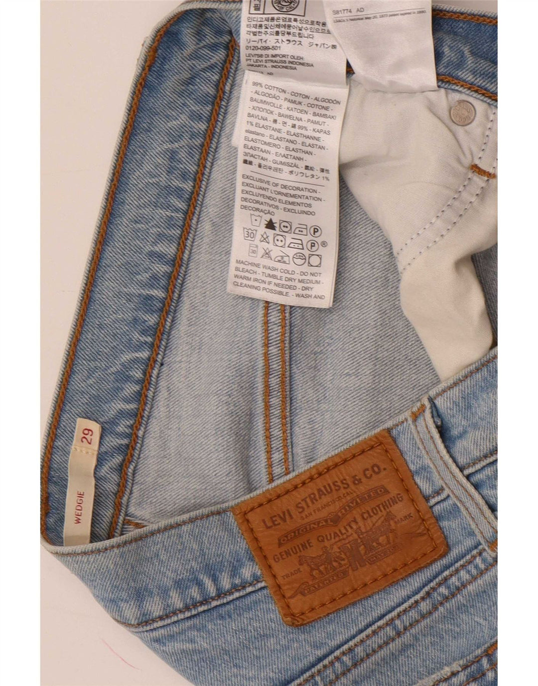 Levi's Jean Slim Wedgie Femme W29 L26 Bleu Coton