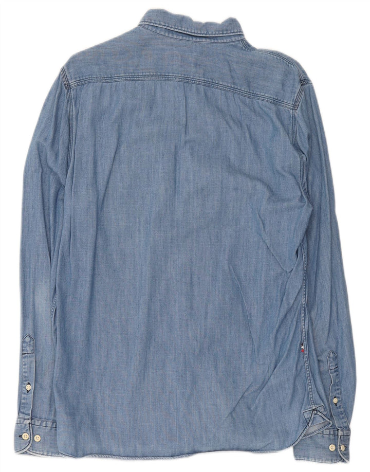 Lacoste Chemise en jean pour homme Taille 40 Coton colorblock bleu moyen