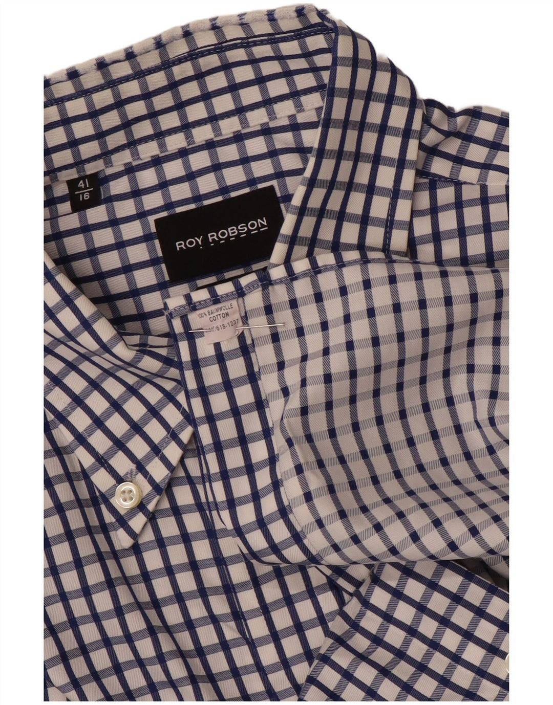 ROY ROBSON Chemise homme Taille 41 16 Grand coton à carreaux bleu marine