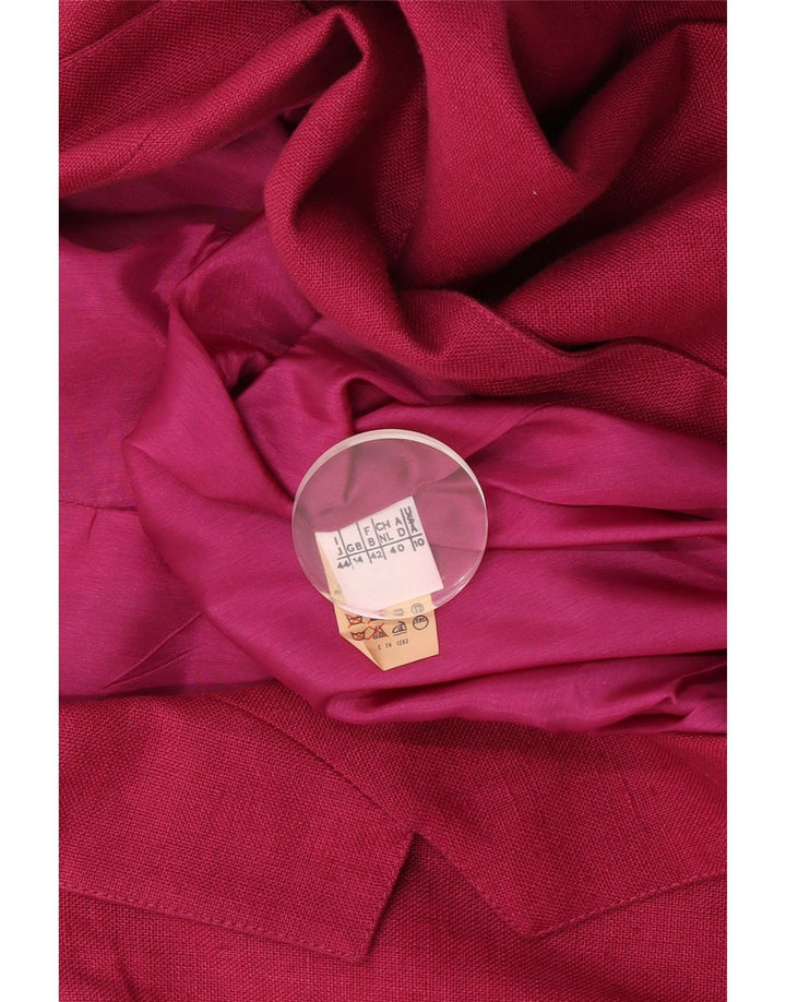 vintage Womens Crop Short Sleeve Blazer Veste UK 14 Laine Rose Moyenne
